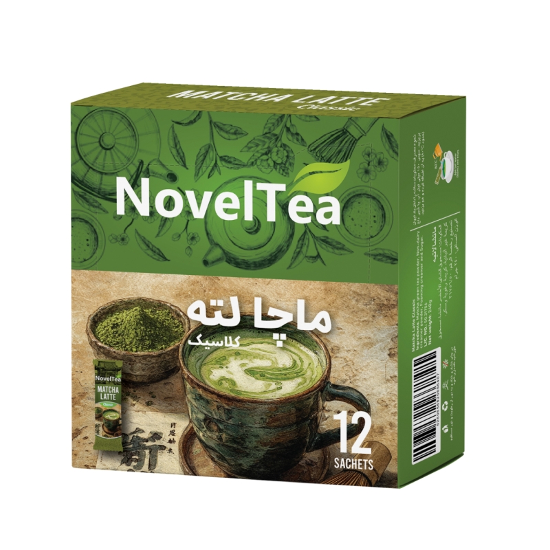 ماچا لته کلاسیک کم شکر ناولتی جعبه 12 ساشه ای