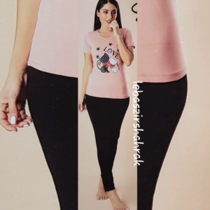 ست لباس نخی راحتی و خواب زنانه مدل کیتی love