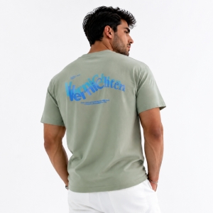 تیشرت مردانه قواره باکسی طرح Vernichten رنگ سبز 