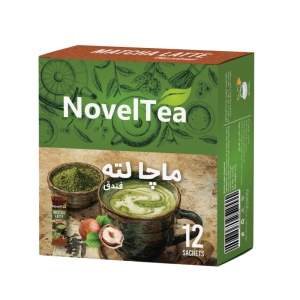 ماچا لته شیر فندق کم شکر ناولتی جعبه 12 ساشه ای