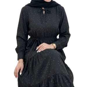 پیراهن بلند زنانه بوگاتی طرح برف رنگ مشکی