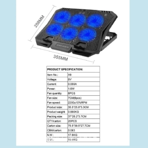 پایه خنک کننده لپ تاپ گیمینگ پد دیجیتالی مدل X6A