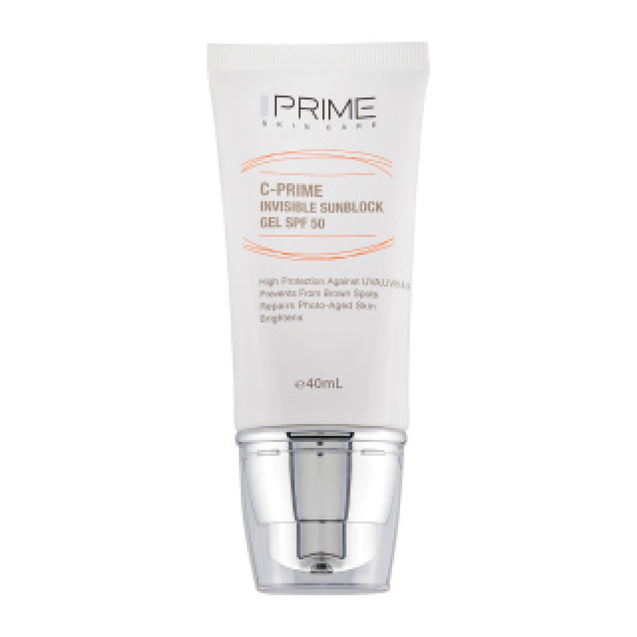 ژل ضد آفتاب پرایم بی رنگ SPF50 حاوی ویتامین سی حجم 40 میلی لیتر