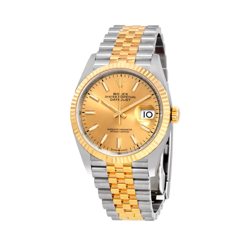 ساعت مردانه رولکس 41mm DateJust کوارتز دو رنگ صفحه طلایی
