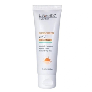 کرم ضد افتاب چرب spf50 لیپورکس بژ طبیعی مدل فیزیکال حجم 40 میل
