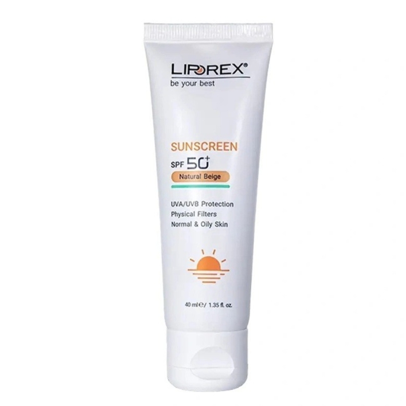 کرم ضد افتاب چرب spf50 لیپورکس بژ طبیعی مدل فیزیکال حجم 40 میل