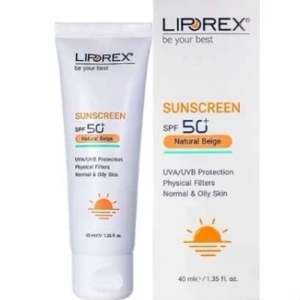 کرم ضد افتاب چرب spf50 لیپورکس بژ طبیعی مدل فیزیکال حجم 40 میل