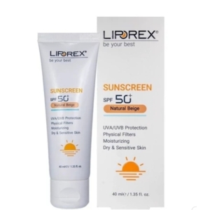 کرم ضد آفتاب لیپورکس spf50 بژ طبیعی مناسب پوست خشک حجم 40 میل