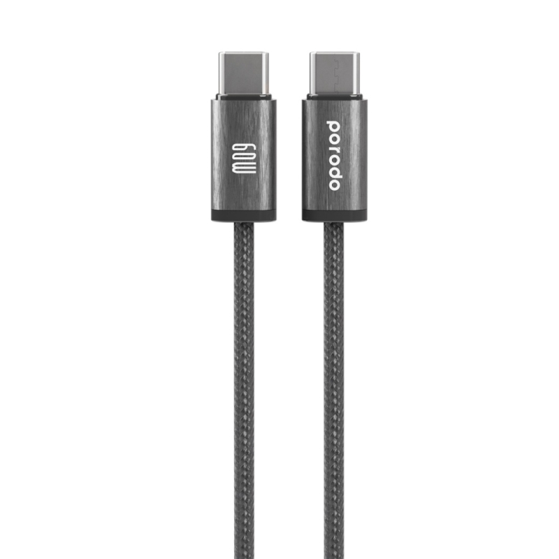 کابل شارژ ۲سر تایپ سی Porodo مدل PD-W60CC1-WH