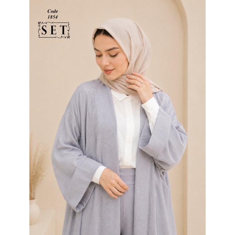ست غیررسمی مدل دلوین رنگ فیلی طوسی کد 1854 برند SET