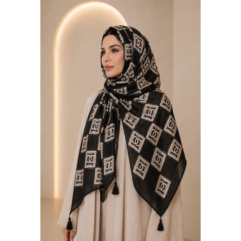 شال روزمره طرح چنل رنگ مشکی