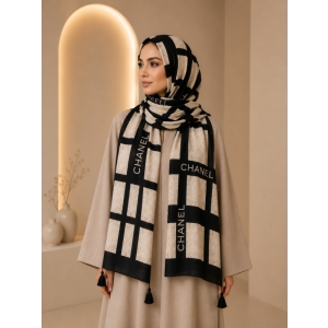 شال روزمره طرح لِگو چنل رنگ مشکی