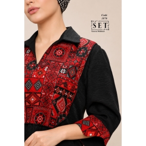 کفتان سوزندوزی مدل ماریا رنگ مشکی کد 1870برند SET