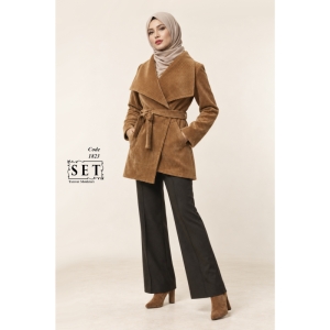 پالتو مخمل مدل لارا رنگ دارچینی کد 1823 برند SET