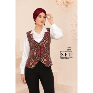جلیقه مجلسی مدل آسنات رنگ زرشکی کد 1893 برند SET