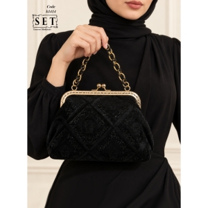 کیف مجلسی زنانه رنگ مشکی طرح ورساچه کد 1414 برند SET