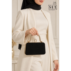 کیف مجلسی زنانه رنگ مشکی نگین دار کد 1412 برند SET