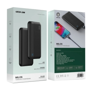 پاوربانک گرین لاین مدل Milos GNMIL20KPBBK ظرفیت 10000ma