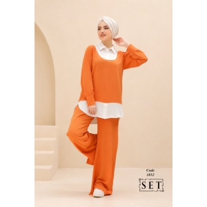 ست غیررسمی مدل سامانتا رنگ آجری روشن کد 1852 برند SET