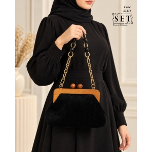 کیف مجلسی زنانه رنگ مشکی فانتزی کد 1418 برند SET