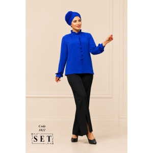شومیز مدل الماس رنگ کاربنی کد 1822 برند SET