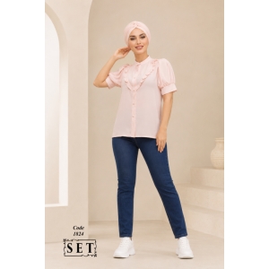 شومیز مدل زمرد رنگ پنککی کد 1824 برند SET