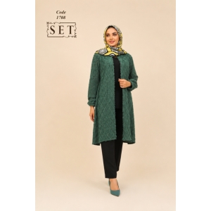 مانتو تابستانی مدل ونوس رنگ سبز عقیق کد 1708 برند SET