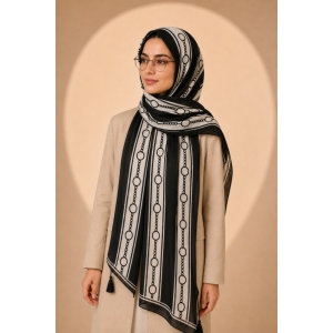 شال طرح حلقه رنگ مشکی