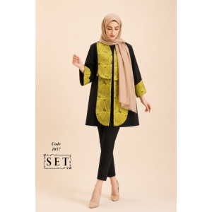 مانتو ژاکارد مدل گلنوش رنگ زرد کهربایی کد 1857 برند SET