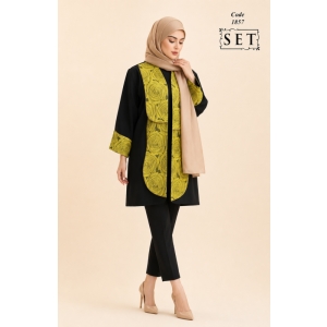 مانتو ژاکارد مدل گلنوش رنگ زرد کهربایی کد 1857 برند SET