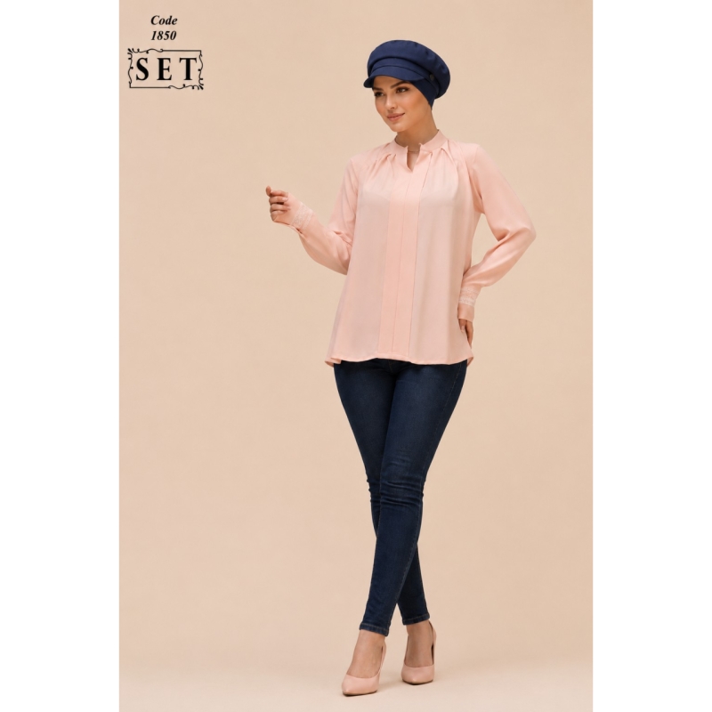 شومیز مدل طراوت رنگ هلویی کد 1850 برند SET