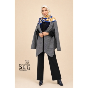 پالتو پانچ مدل رژینا رنگ سورمه ای کد 1821 برند SET