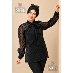 شومیز مجلسی مدل کمند رنگ مشکی کد 1756 برند SET