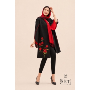 مانتو مجلسی کرپ مدل لوتوس رنگ قرمز کد 1835 برند SET