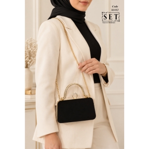 کیف مجلسی زنانه رنگ مشکی نگین دار کد 1412 برند SET