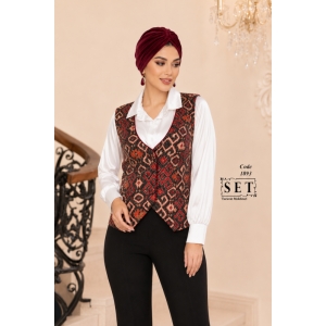 جلیقه مجلسی مدل آسنات رنگ زرشکی کد 1893 برند SET