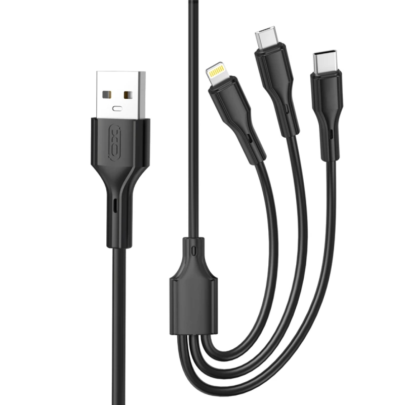 کابل شارژ سه سر ایکس او مدل NB 230 طول 1 متر