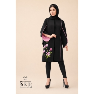 مانتو مجلسی کرپ مدل لوتوس رنگ کالباسی کد 1835 برند SET