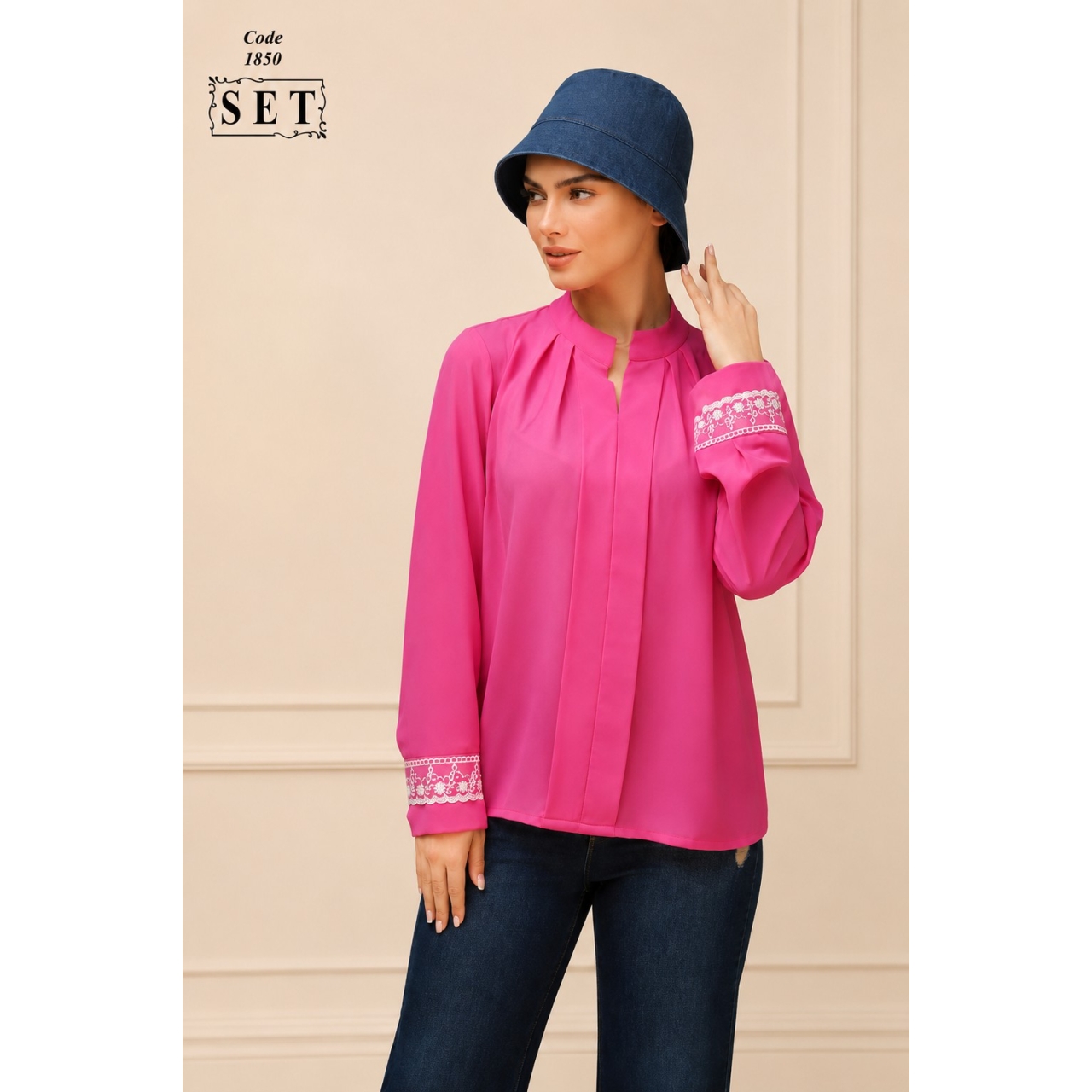 شومیز مدل طراوت رنگ سرخابی کد 1850 برند SET