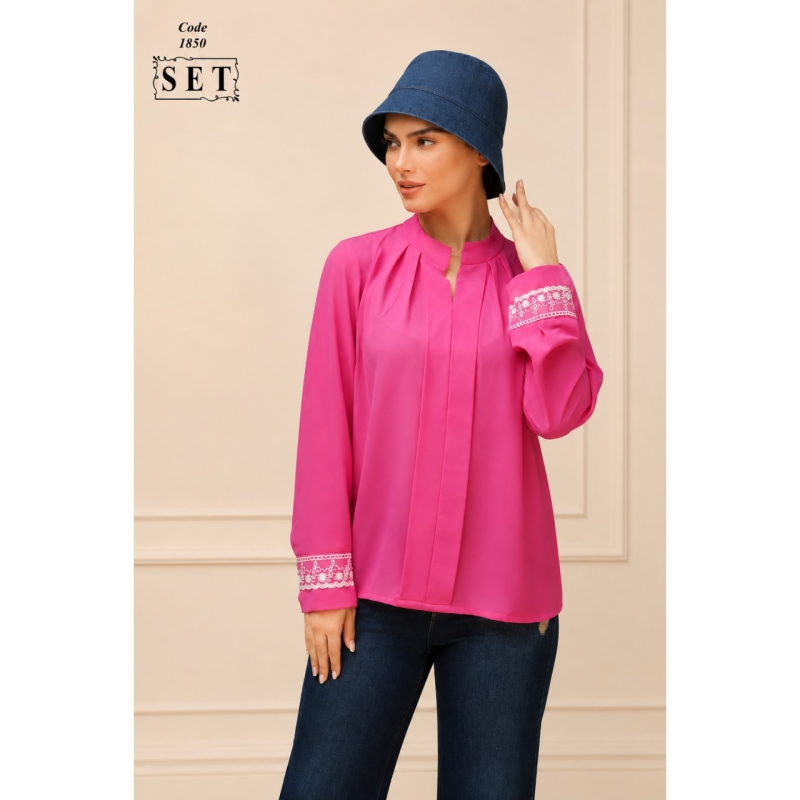شومیز مدل طراوت رنگ سرخابی کد 1850 برند SET