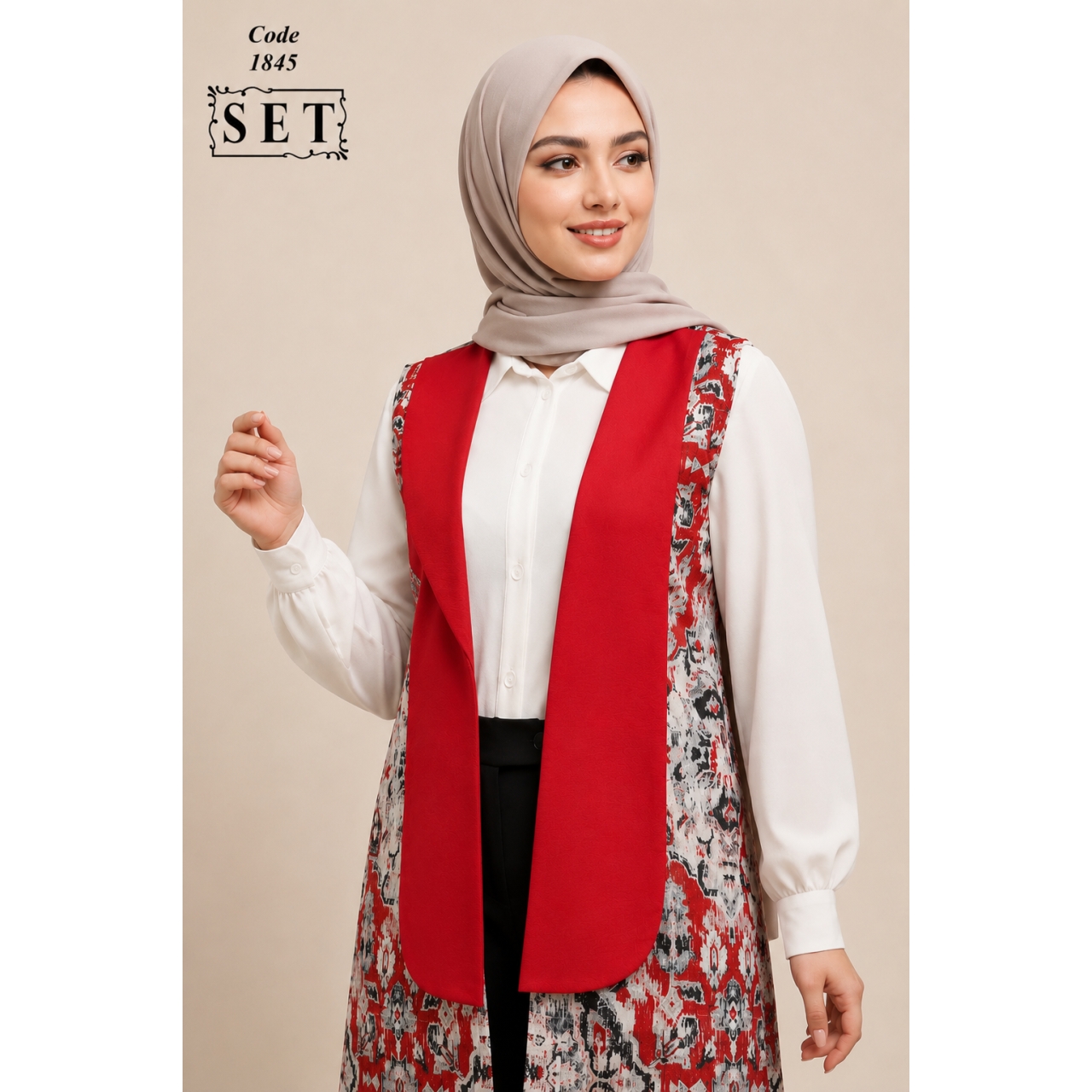 وست مجلسی مدل رُزِتی طرح ترنج کد 1845 برند SET