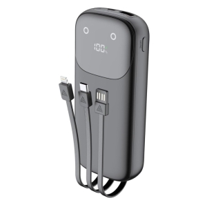 پاوربانک 22.5 وات بودی مدل PB083B1 ظرفیت 10000 میلی‌آمپرساعت به همراه سه کابل USB-A، USB-C و لایتنینگ