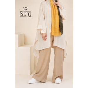 ست غیررسمی مدل دلوین رنگ کرم نسکافه ای کد 1854 برند SET