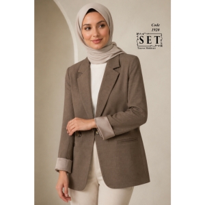 کت کلاسیک کرپ رنگ کرم چوبی مدل تینا برند SET