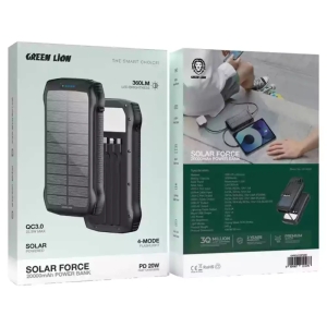 پاوربانک خورشیدی 20 وات ظرفیت 20000 میلی آمپر گرین لاین مدل Solar Force GNSOLF20PBBK