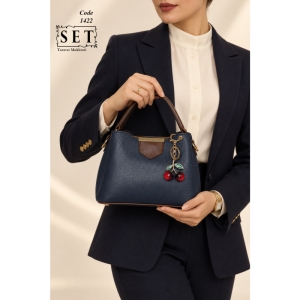 کیف فانتزی زنانه رنگ سورمه ای طرح گیلاس کد 1422 برند SET
