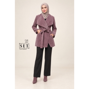 پالتو مخمل مدل لارا رنگ کالباسی کد 1823 برند SET