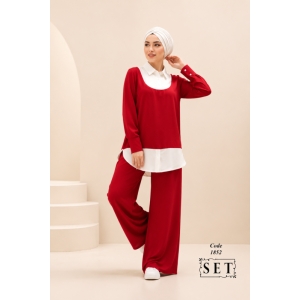 ست غیررسمی مدل سامانتا رنگ قرمز اناری کد 1852 برند SET