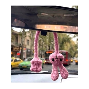 عروسک بافتنی خرگوش گردن دراز رنگ صورتی
