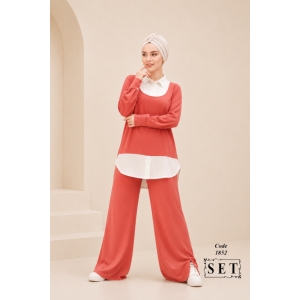 ست غیررسمی مدل سامانتا رنگ مرجانی کد 1852 برند SET